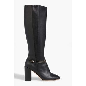 New Ferragamo Triba Leather Knee High Boot Black Sz 9.5